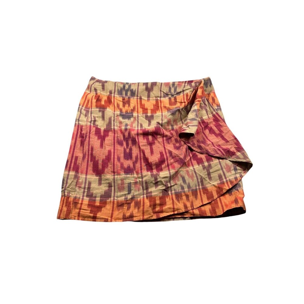 LAUREN RALPH LAUREN‎  Geo-Motif Cotton-Linen Wrap Skirt Size 16 NWT